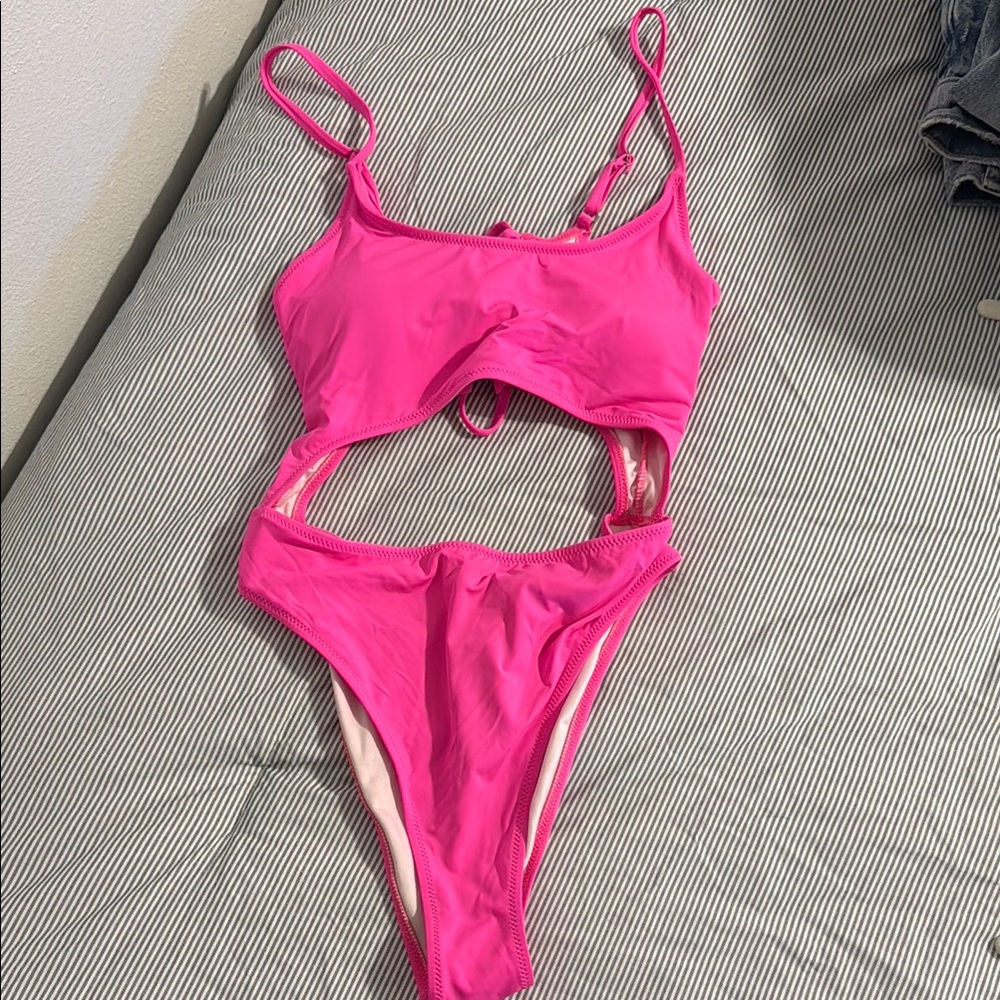 Vibrant Pink Cutout Swimsuit
